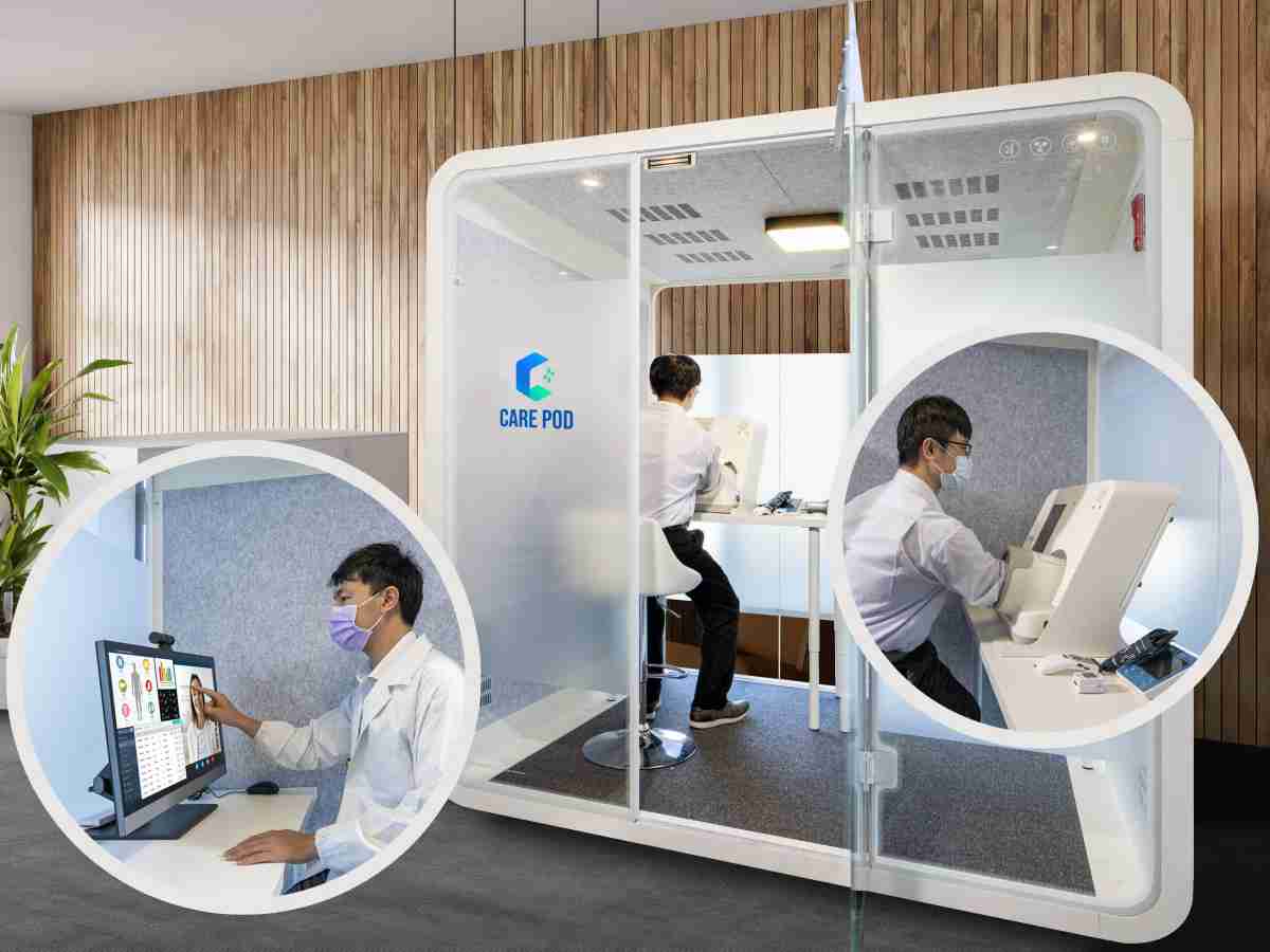 达擎于医疗科技展中展出＂远距诊疗舱＂，，，以因应医疗数字化及社会高龄化趋势下、、复诊及慢性病患等族群对于远距看诊需求逐渐升高所推出的创新整合方案。。。多功能合一、、、高隐私性的远距诊疗舱可根据病患端与医师端的不同需求，，，，提供弹性化及客制化功能，，，，节省医生和病患的精力及时间