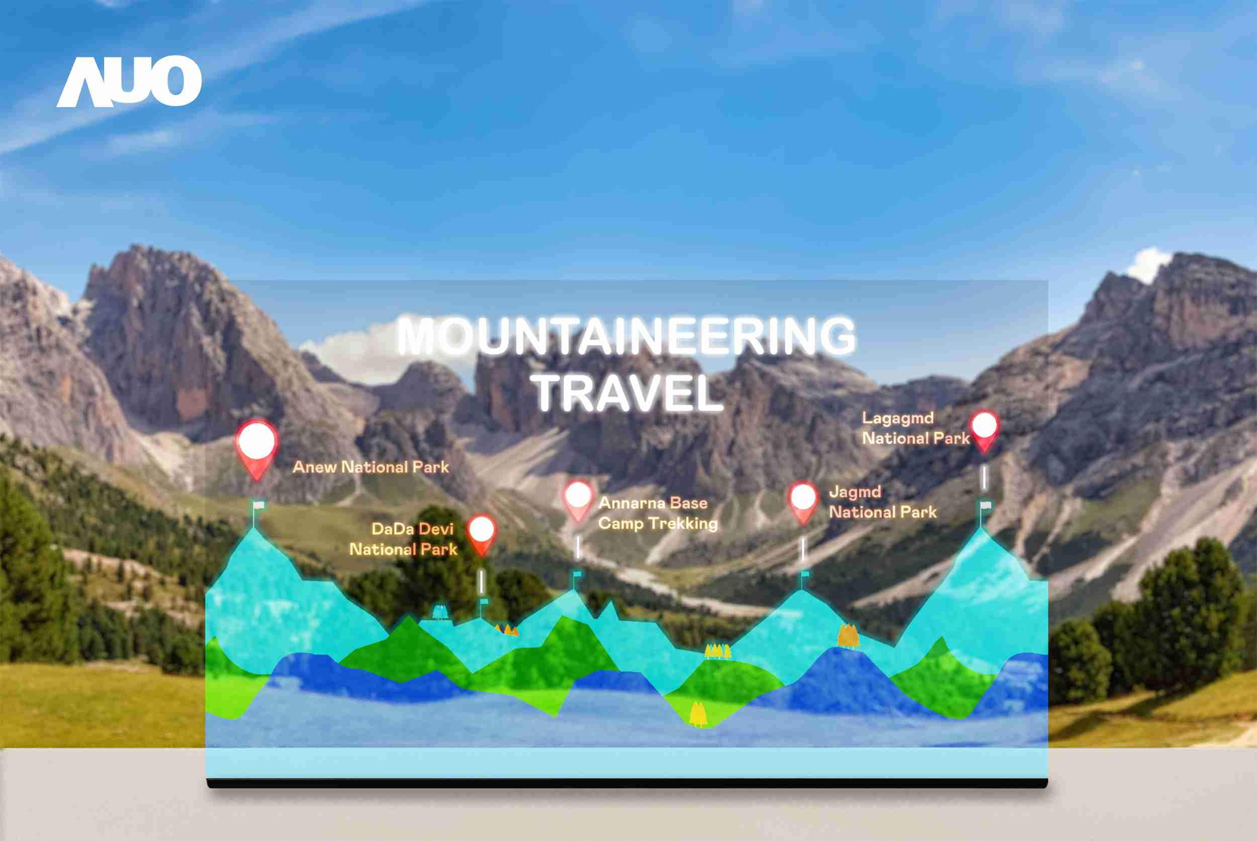 CG电子展示全球单片尺寸最大(*)42吋透明Micro LED显示器拼接而成的〝64吋透明Micro LED显示器〞，，，，具备高透明度、、、、1,000 nits高亮度、、、、广色域、、、、采用三边无边框的无缝拼接等多重特色，，，呈现超高清、、、、细腻画质而不遮挡后方视觉，，，，满足层峰需求，，，可广泛运用于零售、、、、艺术展览或商业空间等场域